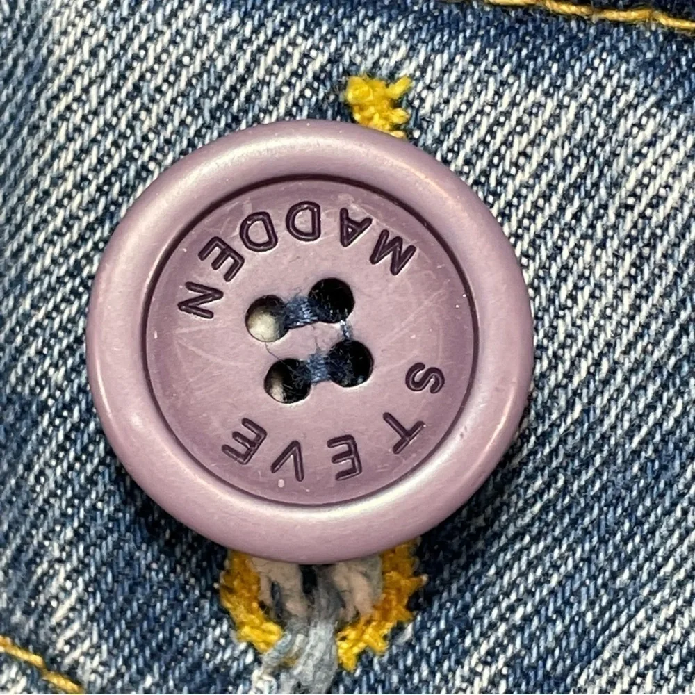 Vintage Steve Madden Jean Jacket Womens Size Large Faded Blue Buttons 90s - Picture 2 of 15